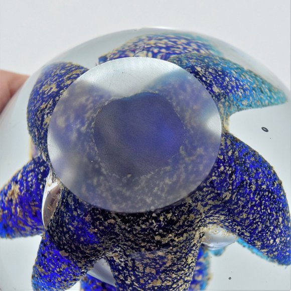 Vintage Cobalt Blue and Gold Flecks Paperweight - Picture 9 of 9